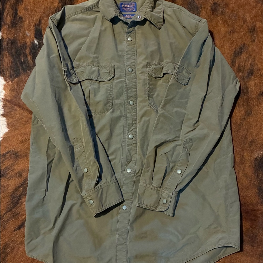 Men's Pendleton Olive Green Button-Up